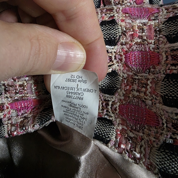 J. Crew Collection Pink and Black Checkered Metallic Tweed Blazer 10 Jenna Lyons - Picture 5 of 5